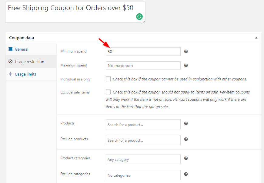 woocommerce free shipping minimum threshold 