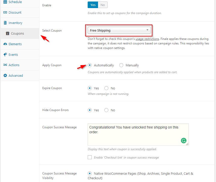 woocommerce free shipping coupon 