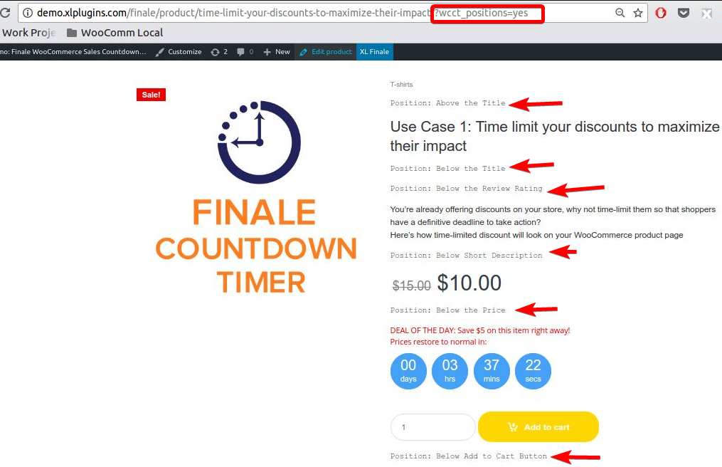 Product with countdown