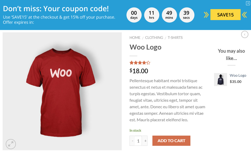 WooCommerce deal details on sticky header