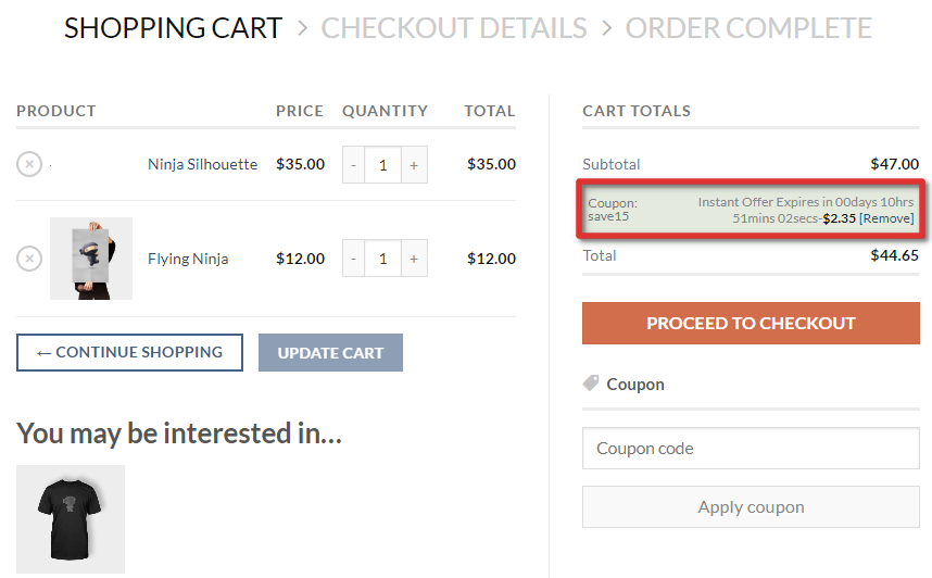 WooCommerce Shopping Cart with Countdown Timer