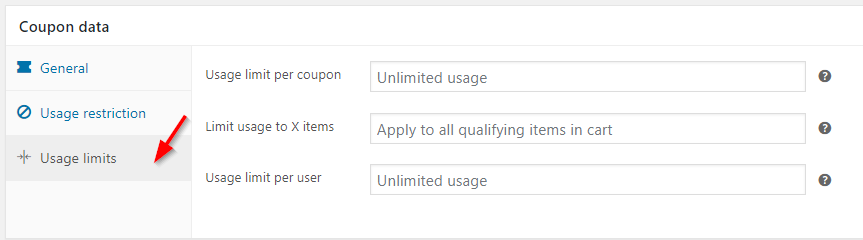 woocommerce coupons usage limit